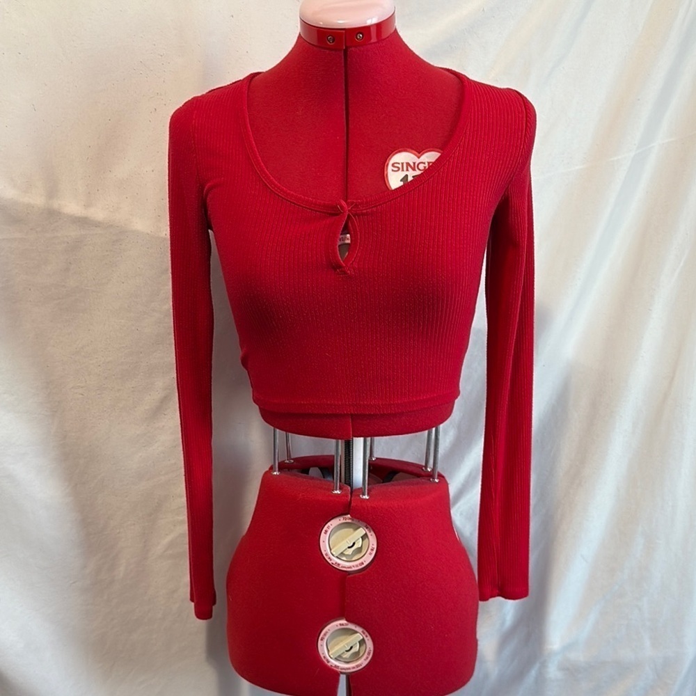 Garage Red Fitted Crop Top Bodysuit XS44